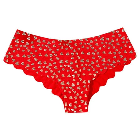 BYHONG Sexy Lace Thong Edge Pure Desire Seamless Crotch Underwear Women s Panties Red L