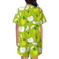 thumbnail image 3 of Kdxio Green Apple Print Pajamas Sets for Women Short-Sleeved Pjs with Lounge Shorts Two Piece Sleepwear S-4XL, 3 of 8