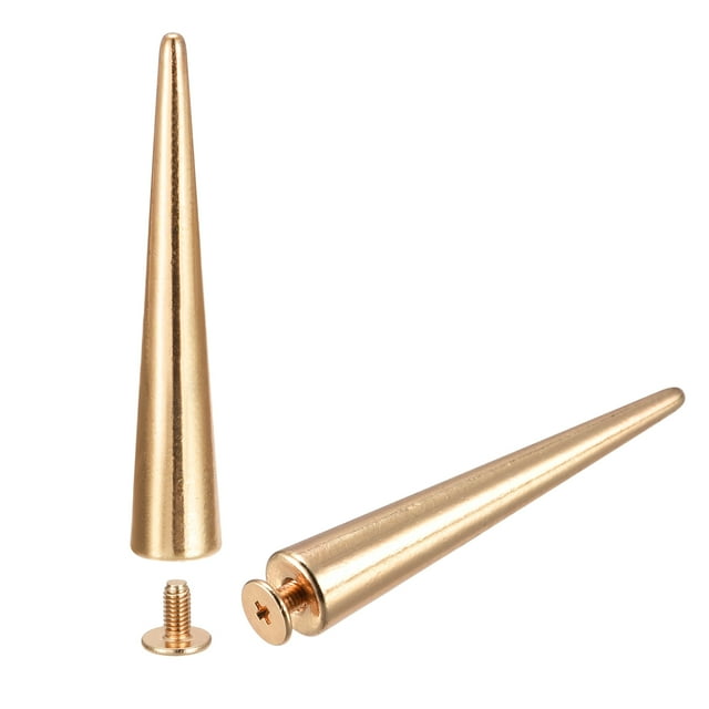 Unique Bargains 10x55mm Screw Back Rivets Solid Leather Studs Gold Tone 15 Sets