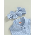 thumbnail image 5 of Kids Girls Shorts Set, Sleeveless Striped Button Closure Vest with Elastic Waist Tie-up Shorts 9 Months-5 Years, 5 of 7