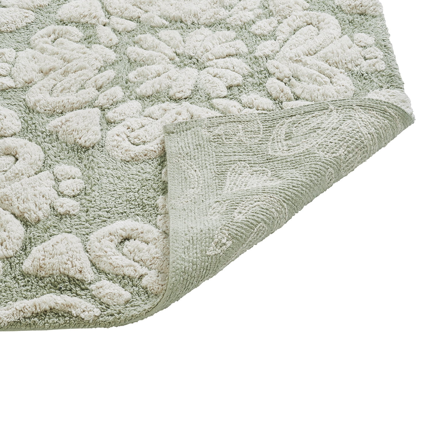 Better Trends 2 Piece Bathroom Rug Set 100% Cotton Extra Soft Tufted Bath Rug Water Absorbent Non-Slip Bath Mat Machine Washable (Sage) Medallion Collection