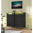thumbnail image 4 of Commode Haute en Bois à 5 Tiroirs avec Lumières DEL RVB et Station de Recharge – Coffre Moderne Noir, Armoire de Rangement Contrôlée par Application, Table de Chevet Gain de Place pour Chambre, Garde-Robe, Couleur : Noir, 4 of 9