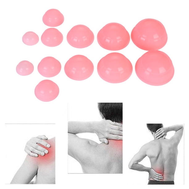 Juego de ventosas de silicona de 12 Uds., juego de terapia de ventosas de acupuntura, juego de ventosas de masaje corporal, ventosas de masaje al vacío para aliviar el dolor, relajación muscular