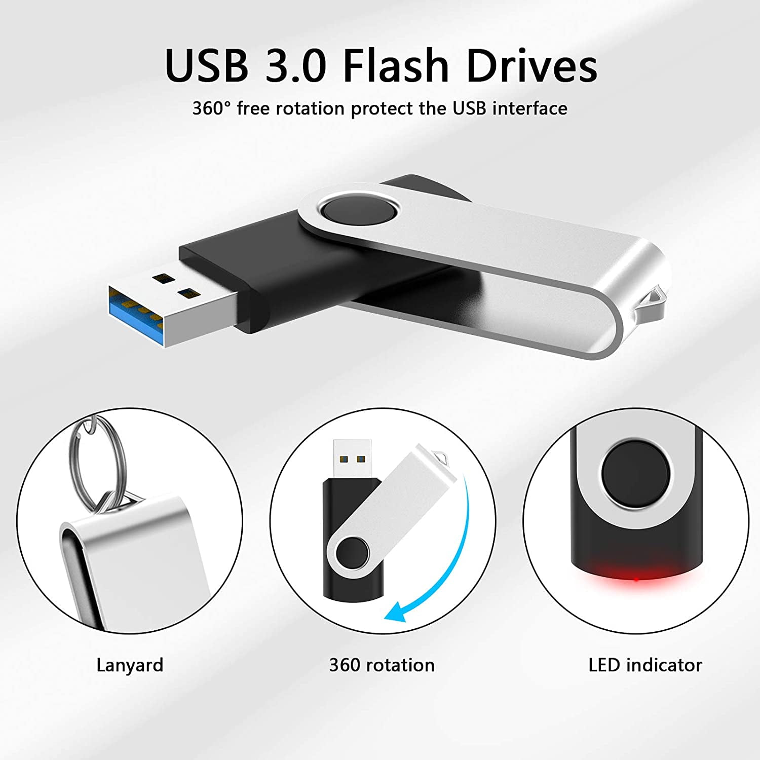 256GB USB 3.0 Flash Drive&nbsp; Swivel Memory Sticks(256GB* 10PCS,Black)