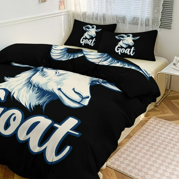 Goat Duvet Cover King&Queen Size Soft 3 Pieces Set 1 Duvet Cover and 2 Pillow Shams with Zipper Closure 86"x70"