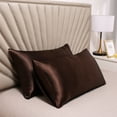 thumbnail image 5 of Yesfashion 2pcs Pillowcase, Artificial Silk Soft Breathable Skin-friendly Solid Color Cushion Cover With Envelope Closure Hidden Zipper, Satin Pillow Case For Hair Skin 51x66cm, 5 of 8