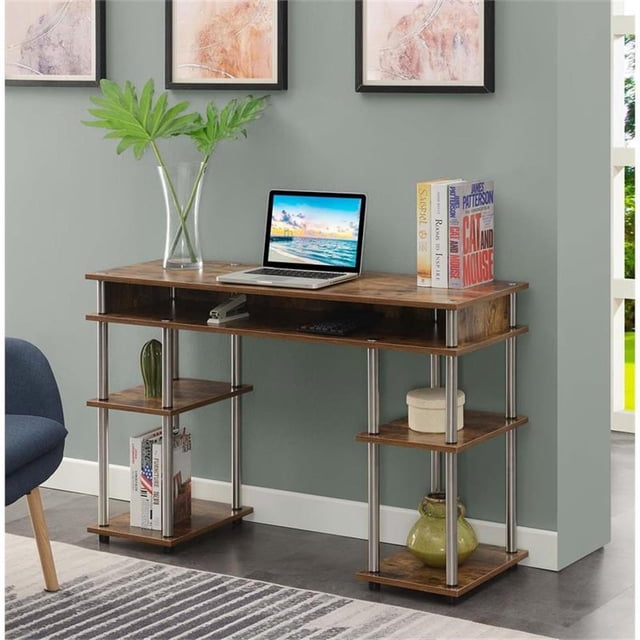 Designs2Go Bureau Étudiant Sans Outils avec Étagères en Finition Bois de Muscade