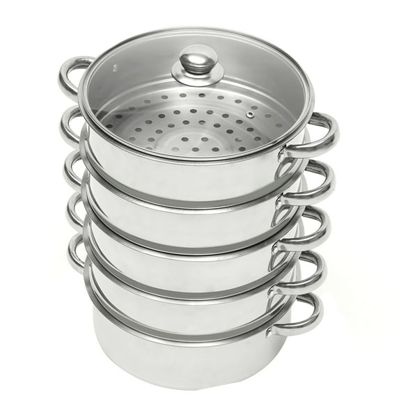 Dwellnix Vegetable And Rice Steamer, Stainless Steel 5 Tier Steamer Momo Maker, Modak, Pasta, Salad Steamer with Lid for Induction Cookers Electric Furnaces Gas Stoves, 10in