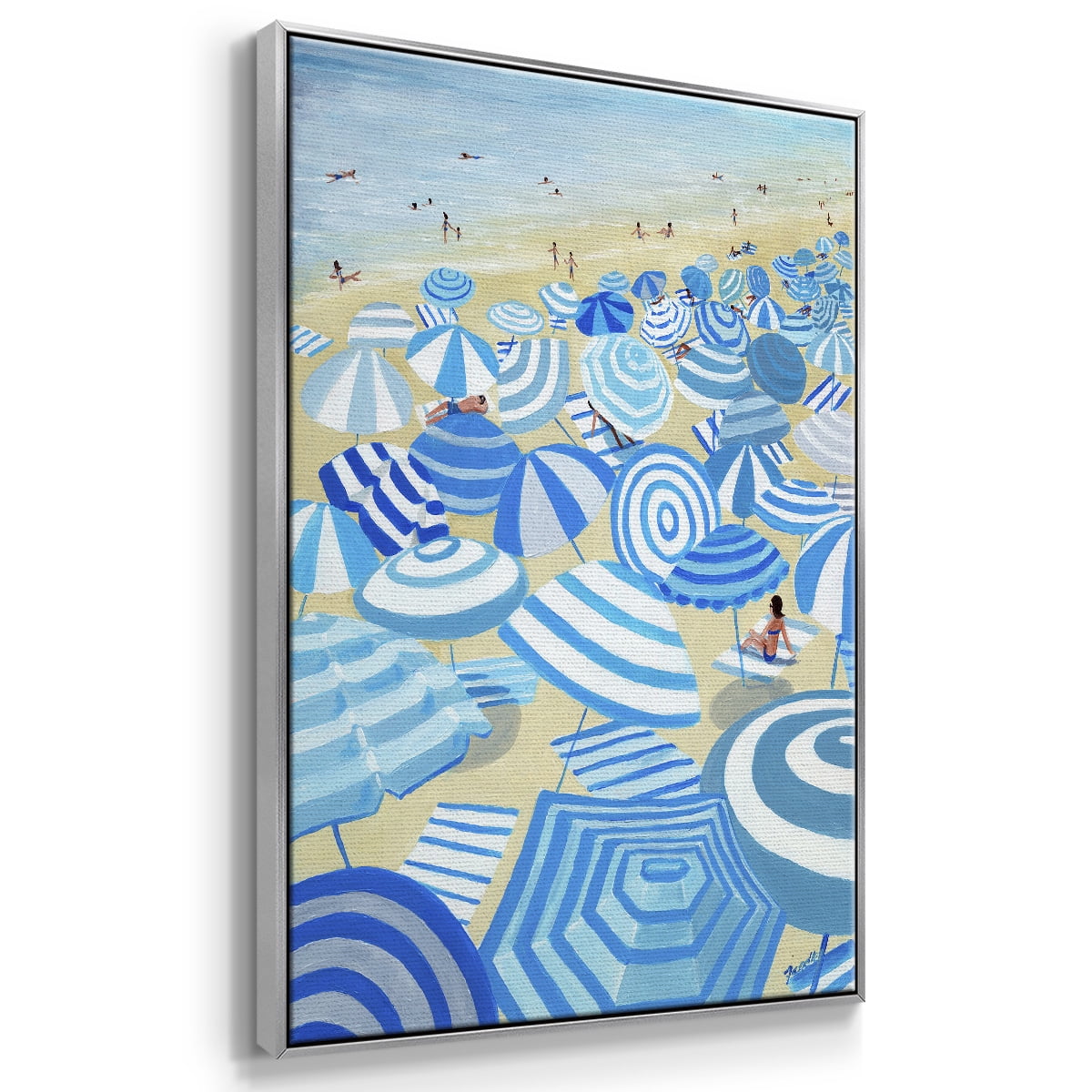 Sky Blue Beach Framed Premium Gallery Wrapped Canvas - Ready to Hang