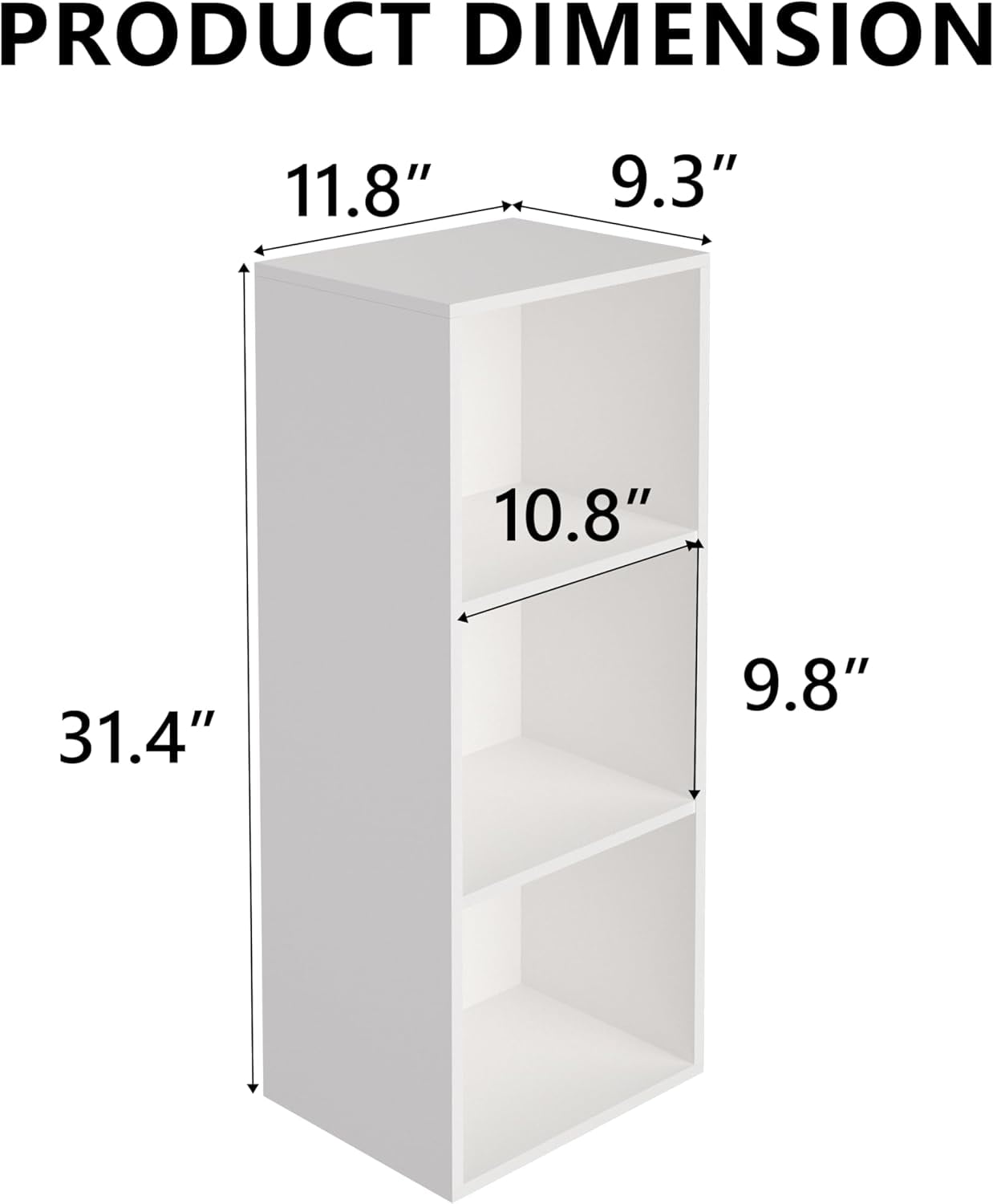 3 Cube Storage Shelf Bookcase, 4 Tier 11 Inch Width Stackable Open Shelf Storage Cabinet Space Saving Clothing & Closet Storage Organizer Shelf,11.81*9.25*31.42 in