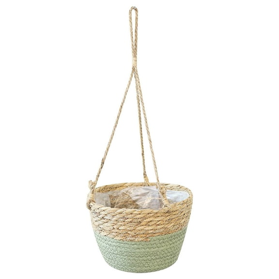 Eoozwa Wicker Hanging Basket Handmade Woven Hanging Storage Basket Natural Wicker Decorative Baskets for House Garden Wedding Wall Decorations