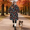 thumbnail image 2 of Dog Paw Print Black Pattern Oversized Sherpa Fleece Wearable Blanket Hoodie, Double-Sided Warm Fuzzy Pullover with Super Pockets for Women & Men, 2 of 6