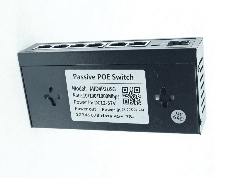 DSLRKIT 7 Ports 4POE 1SFP Gigabit Ethernet Passive PoE Switch Injector 24V 72W