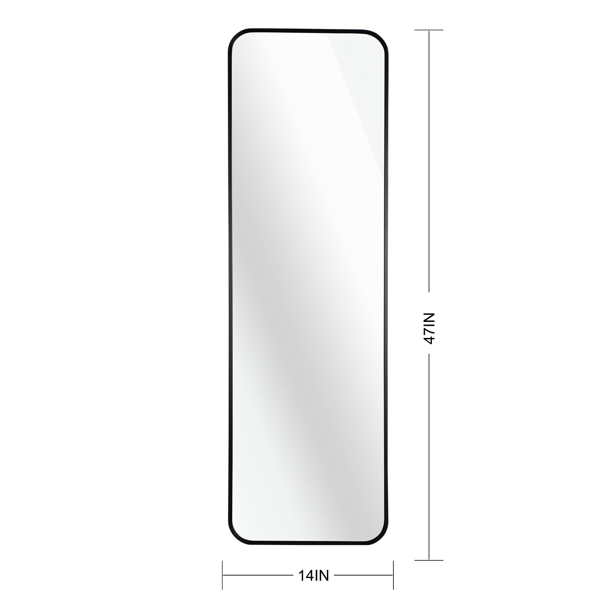 Door Mirror with Shatterproof Film, Black Metal Frame and Anti-Rust Aluminum Alloy, Easy to Install Full Length Mirror for Bedroom, 47x14 Inch