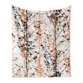 thumbnail image 1 of Modern Soft Flannel Fleece Throw Blanket, Forest Illustration with Trees Silhouettes Branches Hand Drawn Print, Cozy Plush for Indoor and Outdoor Use, 50" x 70", Orange Black and White, by Ambesonne, 1 of 6