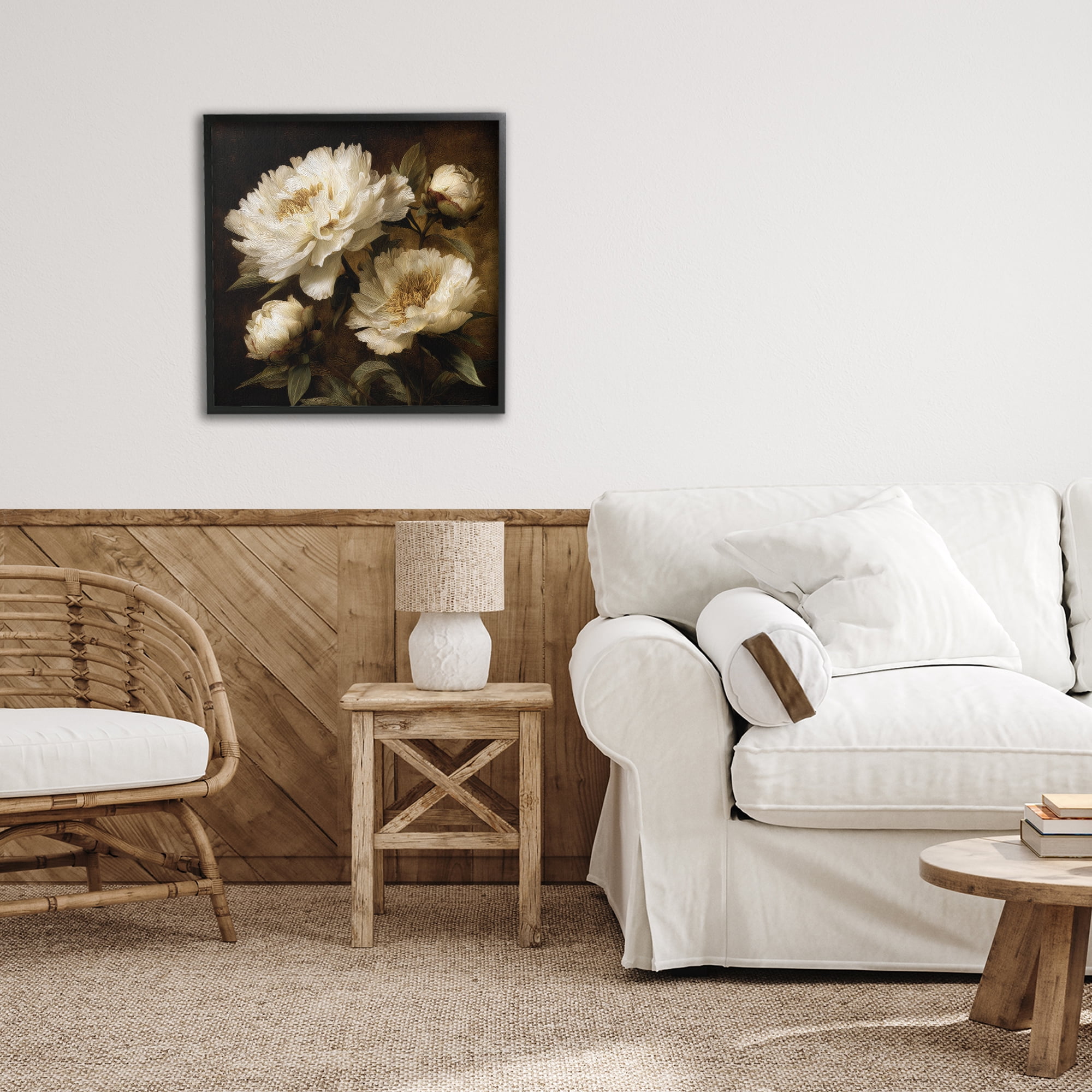 Stupell Industries Dreamy Vintage Peony Elegance Black Framed Giclee Art, design by Petal Prints Design