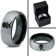 thumbnail image 4 of Tungsten Strong Bodybuilder Carrying Rock Band Ring 8mm Men Women Comfort Fit Black Dome Brushed Gray Polished, 4 of 4
