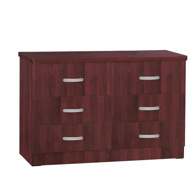 Pemberly Row Commode Moderne à 6 Tiroirs en Bois d'Ingénierie, Acajou