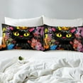 thumbnail image 4 of Teen Graffiti Wall Full Sheet Set American Street Culture Bedding Set Black Cat Animal Bed Sheets Hip Hop Hippie Style Colorful Hand Drawn 1 Fitted Sheet 1 Flat Sheet 2 Pillow Cases, 4 of 6