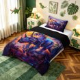 thumbnail image 3 of meiyoeat Rainbow Triceratops Dinosaur Twin Comforter Sets for Kids Boys Teens, Galaxy Wildlife Bedding Set, Black Reversible, 2-Piece, 1 Comforter and 1 Pillowcase, 3 of 6