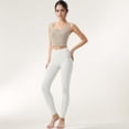 thumbnail image 2 of Women's Zip-Up Cropped Athletic Tank Top with Built-In Bra and Contoured Seam Design - X Large, Light Beige, 2 of 6