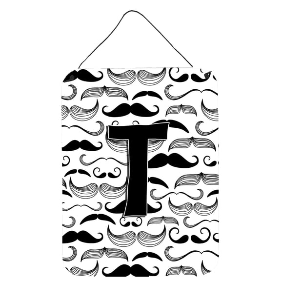 Letter T Moustache Initial Wall or Door Hanging Prints