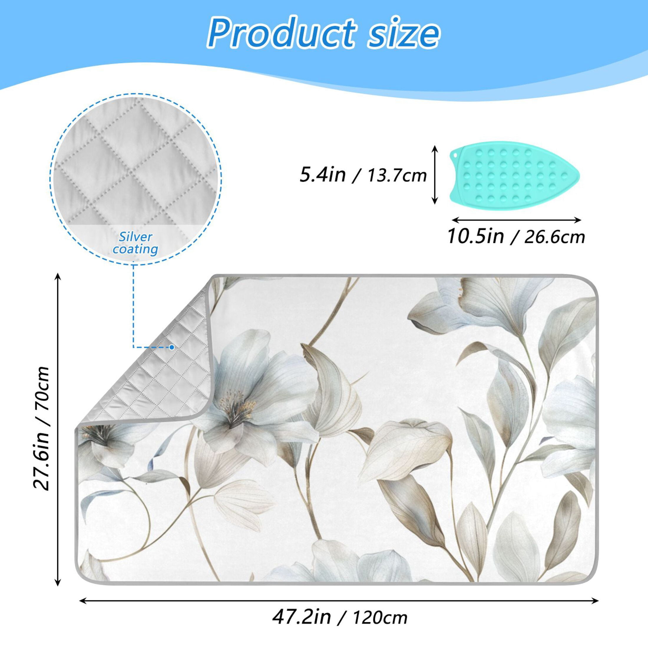 Light Blue-white Flower Ironing Mat Blanket Portable Travel Ironing Pad Heat Resistant Pad 47.2" x 27.6”
