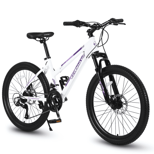 26 inch Mountain Bike with Dual Disc Brakes and 100mm Front Suspension white
