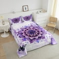 thumbnail image 4 of Chic Floral Queen Comforter Set Women Mandala Flower Bedding Set Queen,Purple Ombre Bedding Comforter Sets Gradient Oil Painting Duvet Set,Vintage Watercolor Quilted Comforter, 4 of 7