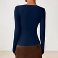 thumbnail image 4 of ClodeEU Women's Long Sleeve Asymmetrical Neck Ruched Shirts,Spring Fashion Casual Slim Fit Tee Blue,Womens Plus XL, 4 of 6