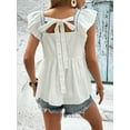 thumbnail image 7 of Womens Clothing Homenesgenics Womens Tops Plus Size Women's Casual Ruffled Short Sleeve Tops White XL, 7 of 7