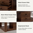 thumbnail image 5 of MINCETA Coffee Table,Modern Wooden Rectangle Coffee Tables with Storage,2 Drawer Center Table for Living Room,Walnut, 5 of 6