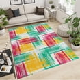 thumbnail image 2 of Abstract Colorful Rug, Green Yellow Red Area Rug, Upholstery Carpet With Non-Slip Backing, Soft Washable Rug For Living Room Kids Boys Girls Bedroom Study Room, 2 of 7