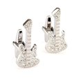 thumbnail image 1 of Silver Star Studded Electric Guitar Elvis Cufflinks Full Guitar with Body and Neck Rock and Roll Cuff Links Comes with, 1 of 5