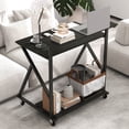thumbnail image 1 of Costway Rolling Computer Desk, 32” Laptop Desk with Charging Station & Monitor Shelf Black, 1 of 10