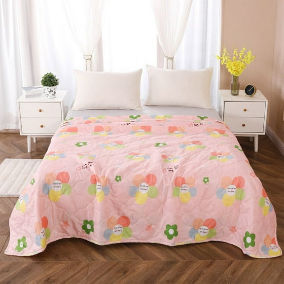 Qocolhg Quilt Queen Size - Cooling Blankets for Hot Sleepers, Skin-friendly Plain Printed Washed Cotton Summer Quilt, Oversized Bedding Soft Coverlet Quilts Queen Size, Summer Clearance, Pink