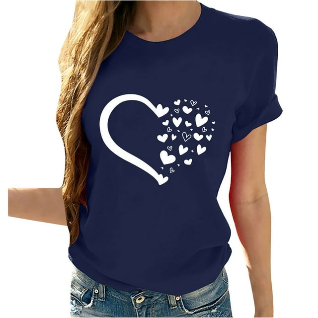 XMMSWDLA Hauts de Mode pour Femmes Col Ras du Cou Aguichant Patchwork Dentelle T-Shirts à Manches Courtes Chemisiers Décontractés T-Shirts Bleu Foncé pour Femmes