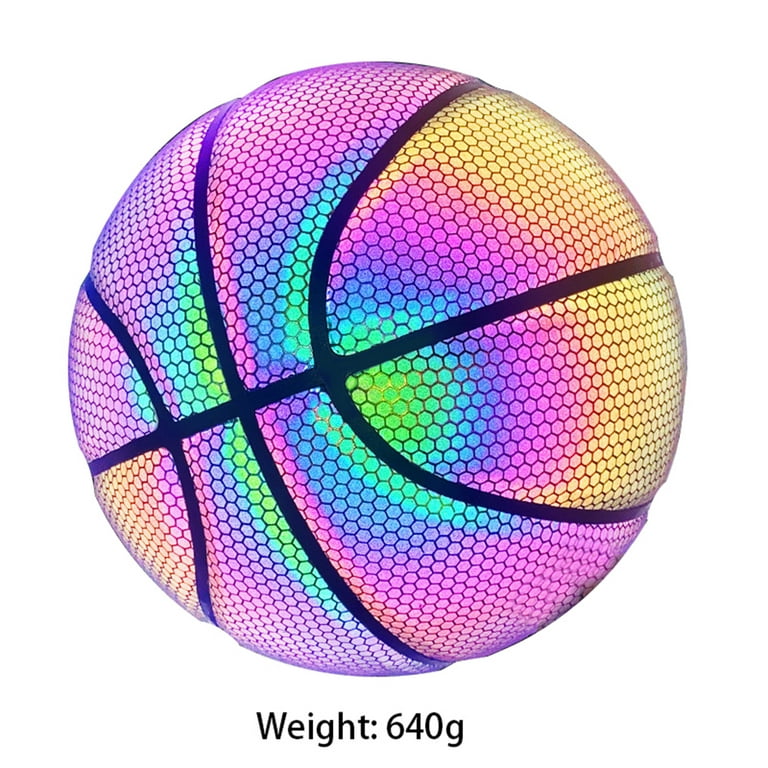 Colorful Holographic Reflective Basketball Ball PU Leather Night Game  Street Game Glowing Basketball Sports Luminous Basketball
