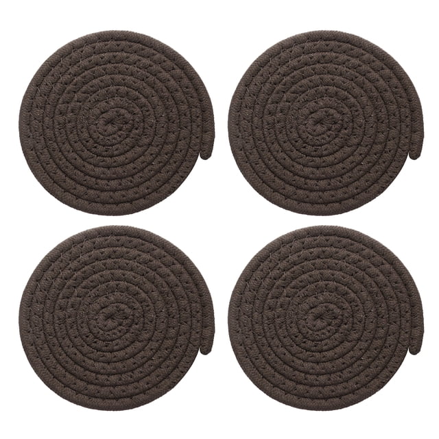 4 Pcs Manteles Individuales Redondos Trenzados, 5.9" Manteles Tejidos para Mesa de Cocina para Decoración de Granja (Marrón)