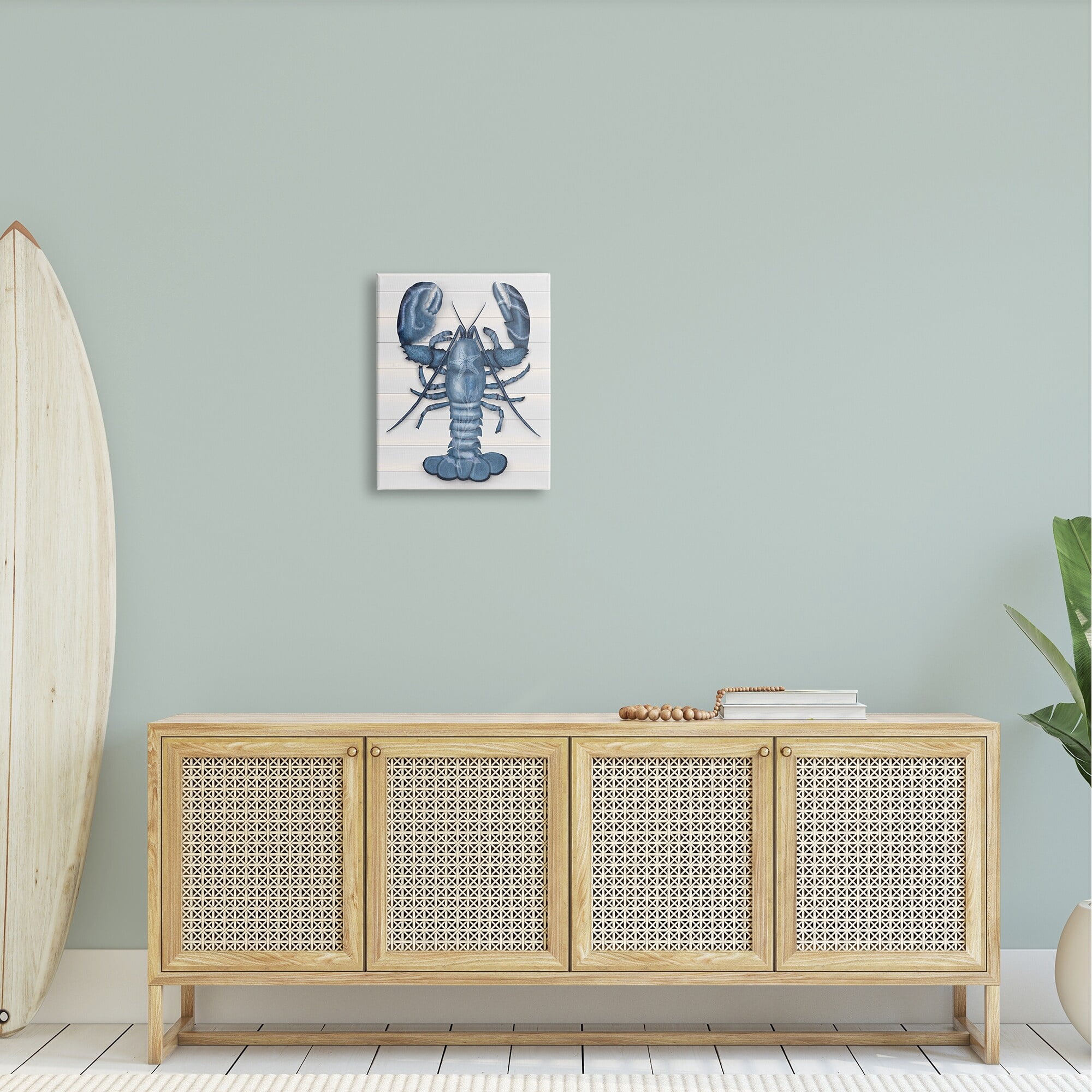 Stupell Industries Detailed Blue Lobster Starfish Botanical Motif Panels Graphic Art Gallery Wrapped Canvas Print Wall Art, Design by Darlene Seale