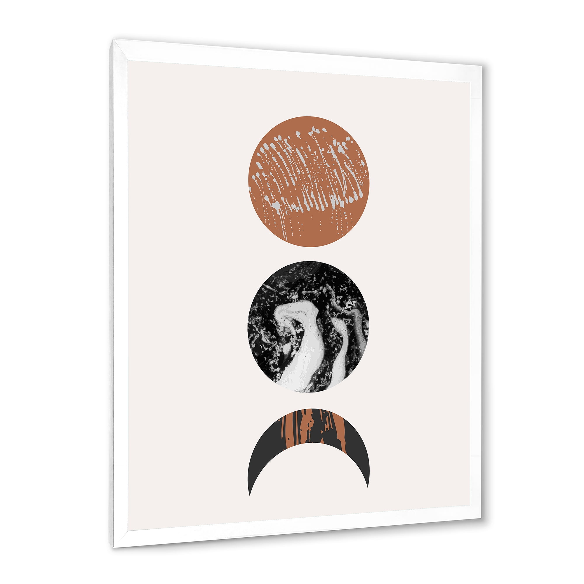Designart 'Retro Shapes Abstract Moons and Suns' Modern Framed Art Print