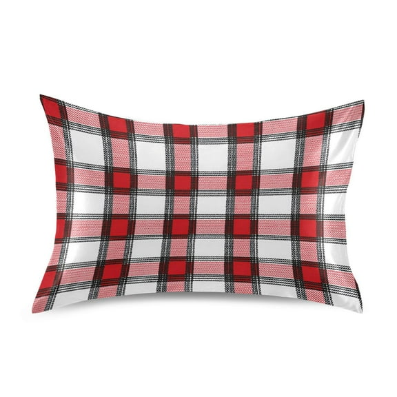 Ryvnso Satin Pillowcase Plaid Red Checkered Pillow Cases Standard Size 26x20in