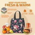thumbnail image 5 of Pioneer Flower Floral Print Pattern Insulated Lunch Bag for Women & Adults,Large Portable Soft Cooler Lunch Bag,Thermal Food Storage Tote with Pearl Cotton,8.66L,8.75x5.75x9.5 Inch, 5 of 6