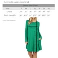 thumbnail image 2 of Women Long Sleeve Round Neck A-Line Pleated Knee Length Tunic Dress with Side Pockets (DK Plum, M), 2 of 4