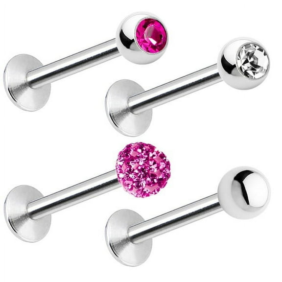 Labret Monroe Piercing Barbell Combo Pack - 16ga 4-Pack - 316L Surgical Steel