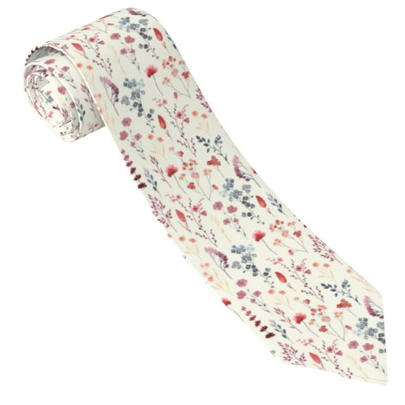 Yiaed Wildflower Watercolor 3 Print Men's Ties Silk Business Necktie for Husband Father Valentine's day Father's Day Gift