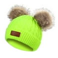 thumbnail image 3 of Kids Boys Girls Winter Beanie Hat Toddler Warm Fleece Lined Knit Thick Beanies Cap with Double Pom Pom, 3 of 6