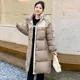 thumbnail image 4 of Chaquetas de invierno para mujer 2024 Chaqueta de plumón con capucha de longitud media Diseño de combinación de colores Chaqueta cálida gruesa de plumón de pato blanco, 4 of 5