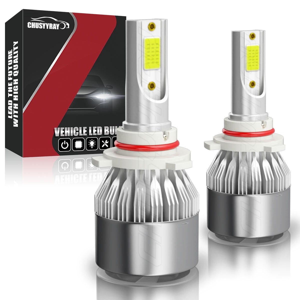 9006 HB4 C6 LED Car Headlights Conversion Kit Single Beam Bulbs White VS HID