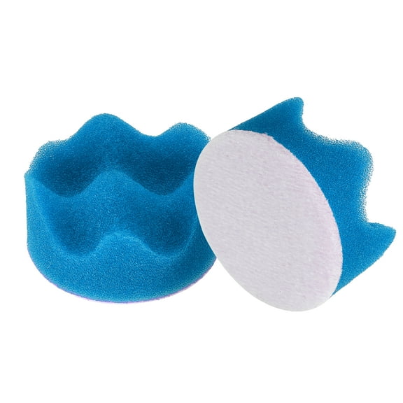 Uxcell 2pcs Buffing Sponge Pads 2" Polishing Wheel Waffle Finishing Grip Pad Car Buffer Polisher with Hook and Loop Back for Car Detailing Polishing Waxing, Blue